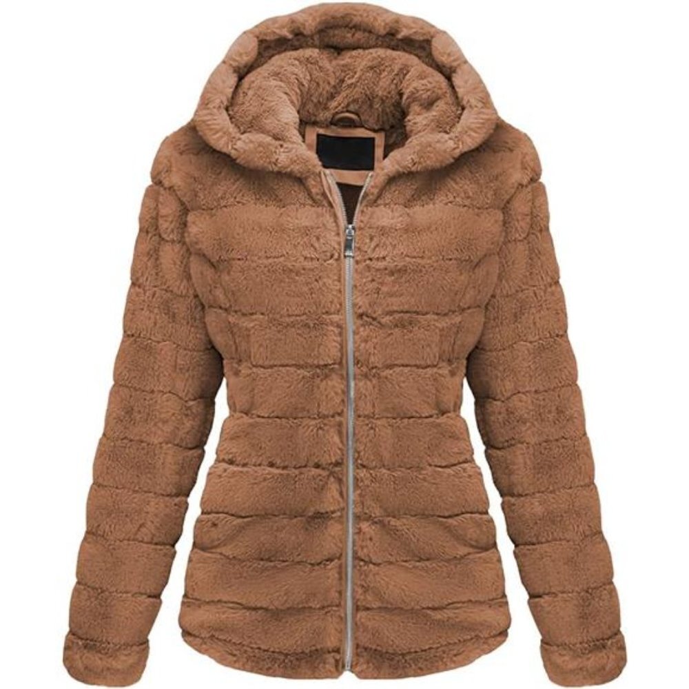 Women’s Faux Fur Shearling Fuzzy Hooded Sherpa-Lined Jacket